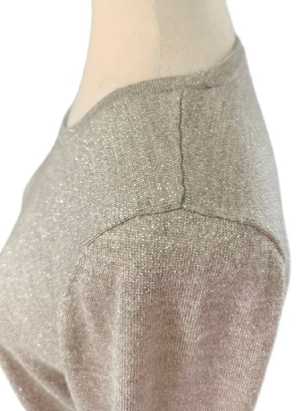 RSVP by Talbots Women Top Metallic Beige Merino Wool Bell Sleeves Petite Med EUC - Picture 6 of 16